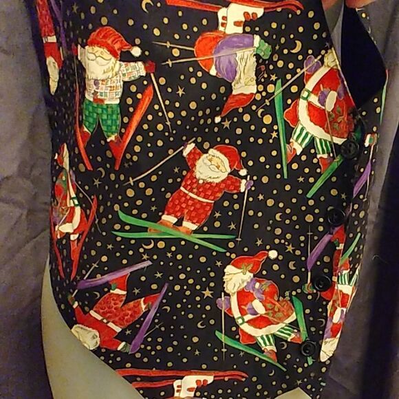 Vintage Robyn-Lyn Ugly Christmas Skiing Santa Vest - Picture 3 of 6